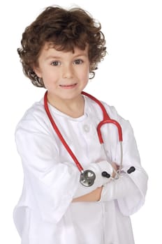 Adorable future doctor a over white background