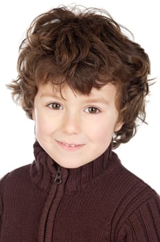 Adorable happy boy smiling a over white background