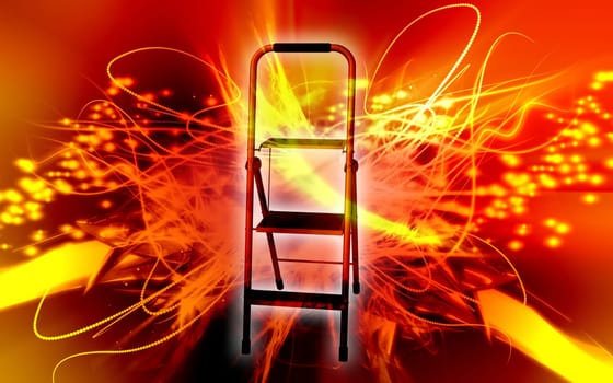 Digital illustration of ladder in colour background