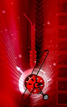 Digital illustration of hose reel trolley in colour background