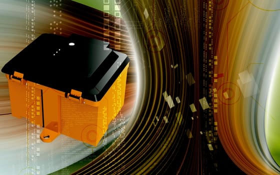 Digital illustration of a Battery box in colour background