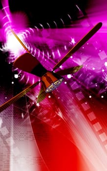 Digital illustration of ceiling fan in colour background