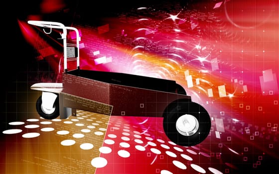 Digital illustration of heavy duty trolley in colour background