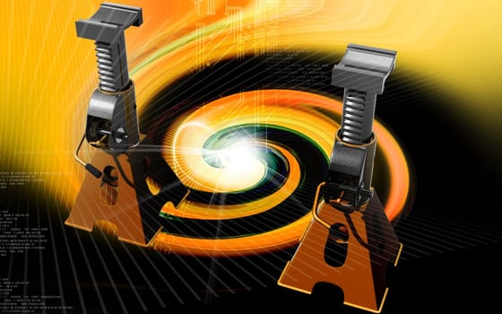 Digital illustration of Car lift in colour background