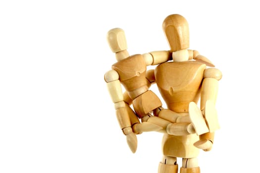 A manikin holding a child