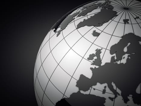 3d glossy earth on a grey background
