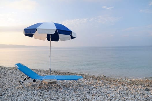 Beach chair and umbrella