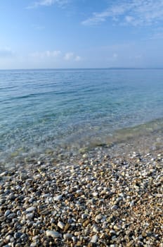 Stone beach on the Mediterranean Sea