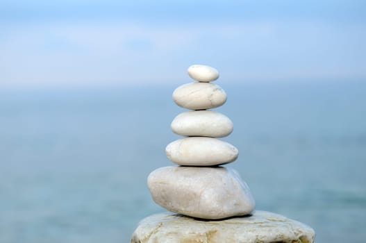 Stacked stones by the sea