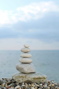 Stacked stones on the beach