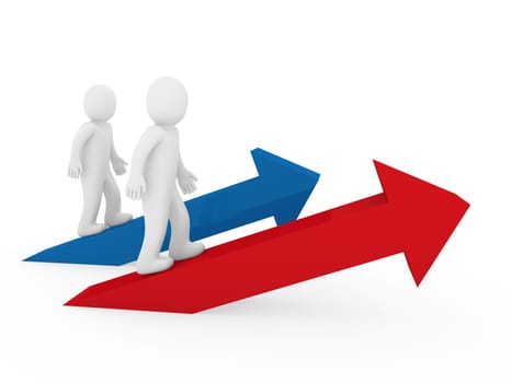 3d men up arrow blue red growth high