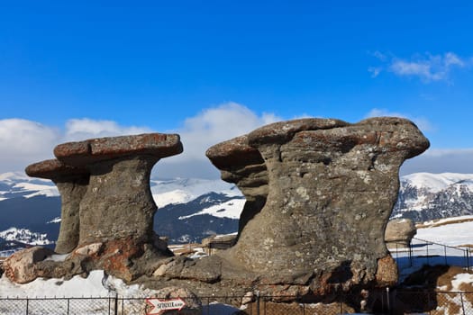 stone group named "Babele"" in Bucegi Mountains , Romania"