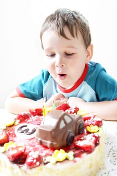 Birthday party celebration sweet cake food three candles