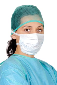 attractive lady doctor over a white background