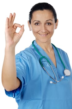 Attractive lady doctor over a white background