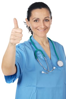 Attractive lady doctor over a white background