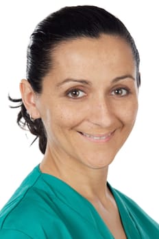 attractive lady doctor over a white background