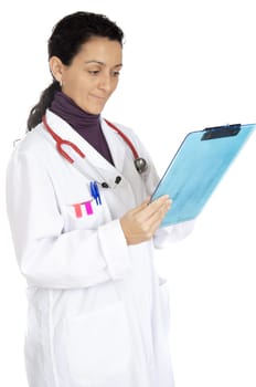 attractive lady doctor over a white background