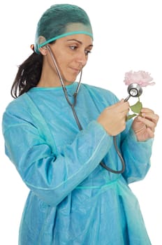 Attractive lady doctor over a white background