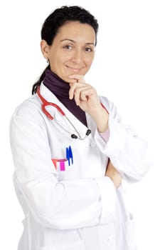 Attractive lady doctor over a white background