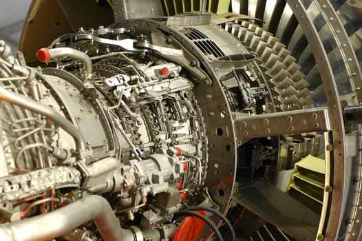 detail of a powerful commercial jet engine