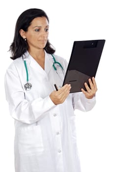 attractive lady doctor over a white background