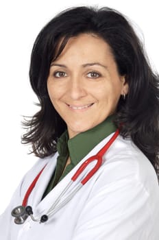 Attractive lady doctor over a white background