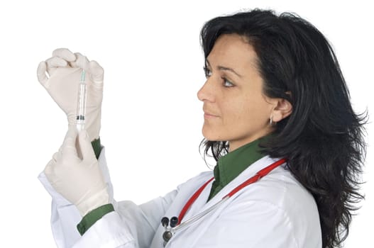attractive lady doctor over a white background