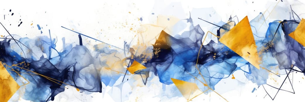 Abstract watercolor artwork mixed with buzzy geometric shapes for background of social media banner generative AI image