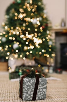 Christmas and New Year background with decorations and toys.