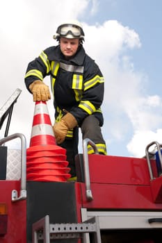 Portrait of a young firefighter