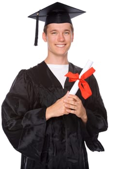 Studio shots of a young college graduate