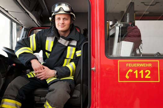 Portrait of a young firefighter