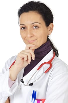 attractive lady doctor over a white background