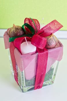 closeup photo of decoration candle at the table