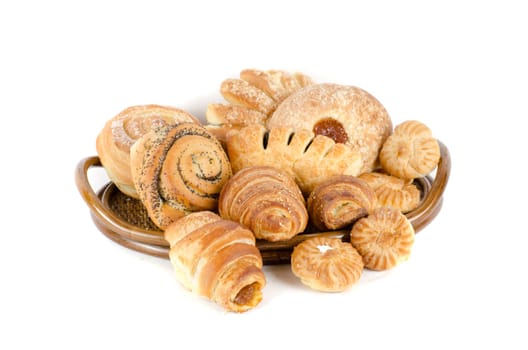 Bakery foodstuffs set on a white background