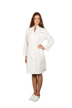 Young female doctor or nurse isolated on white