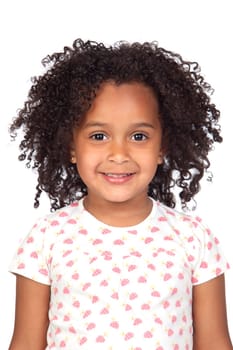 Adorable african little girl with beautiful hairstyle isolated over white