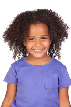 Adorable african little girl with beautiful hairstyle isolated over white