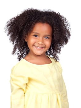 Adorable african little girl with beautiful hairstyle isolated over white