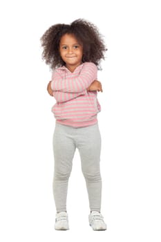 Adorable african little girl with beautiful hairstyle isolated over white