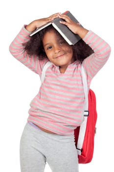 Student little girl with beautiful hairstyle isolated over white