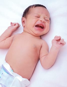 adorable new born baby crying and shouting