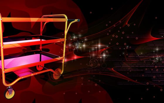 Digital illustration of a Service cart in colour background