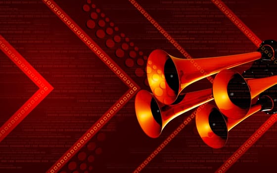 Digital illustration of horn in colour background