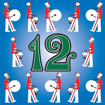 The 12 Days of Christmas, vector Illustration. There is one for each day, can be used as an educational flash card for counting.