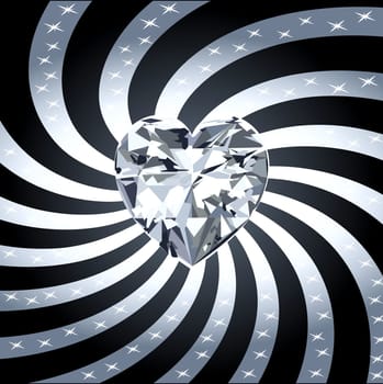 Vector Illustration of Red Shiny Heart with Rays.