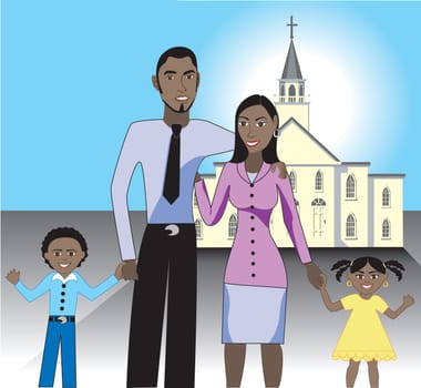 Beautiful African American Family 1 in front of church.