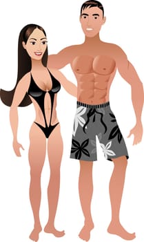Vector Illustration. Fit Athletic Couple 2.