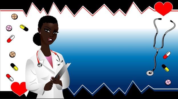 Vector of black woman doctor medical template. See others in this series.